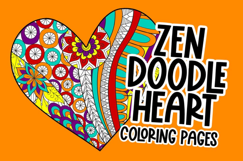 Zen doodle heart coloring pages
