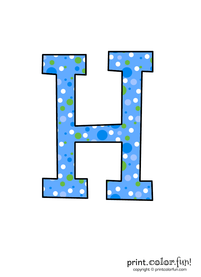 Blue polka dot alphabet, at PrintColorFun.com
