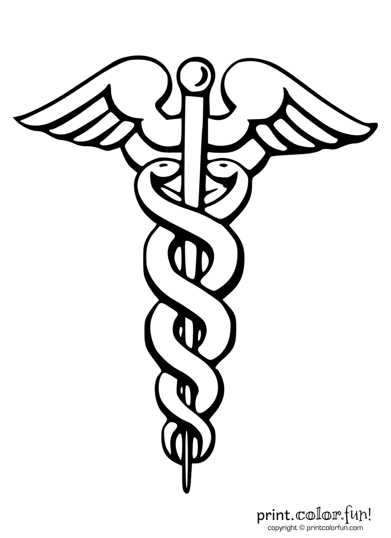 Caduceus medical symbol - Print Color Fun!