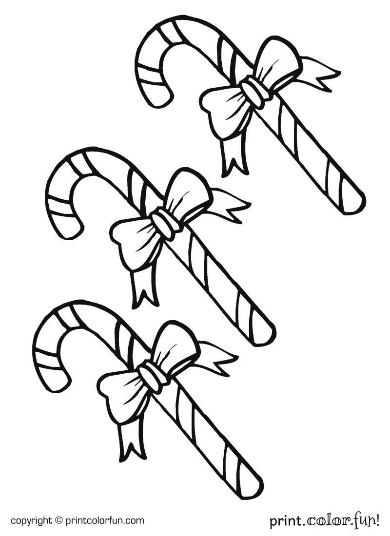 Printable Candy Canes To Color