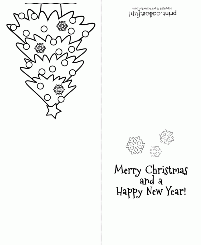 Christmas tree greeting card coloring page Print Color