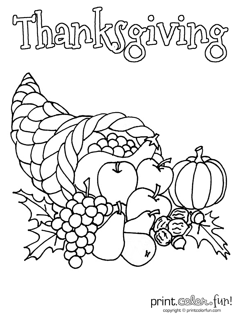 Download Thanksgiving cornucopia coloring page - Print. Color. Fun!