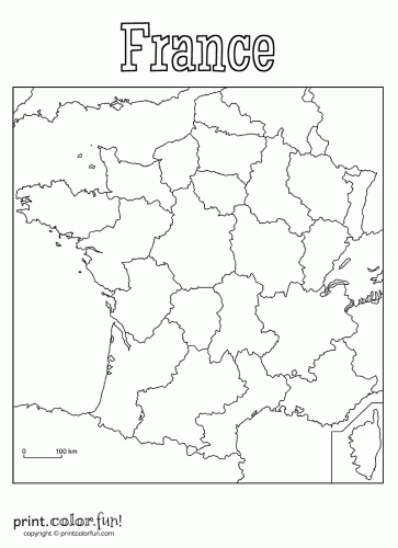 Blank map of France coloring page - Print. Color. Fun!