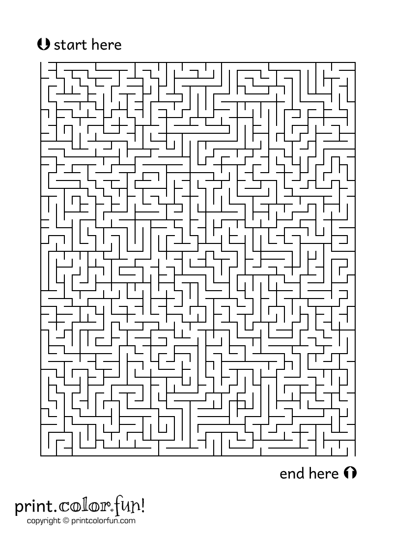 large maze 1 print color fun