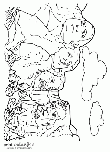 Mount Rushmore Coloring Pages Coloring Page Print Color Fun