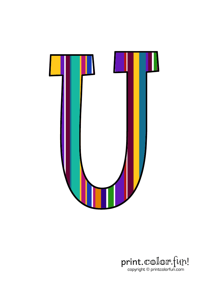 Striped Alphabet Letters Print Color Fun 