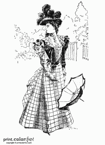 Woman In A Vintage Victorian Dress Print Color Fun