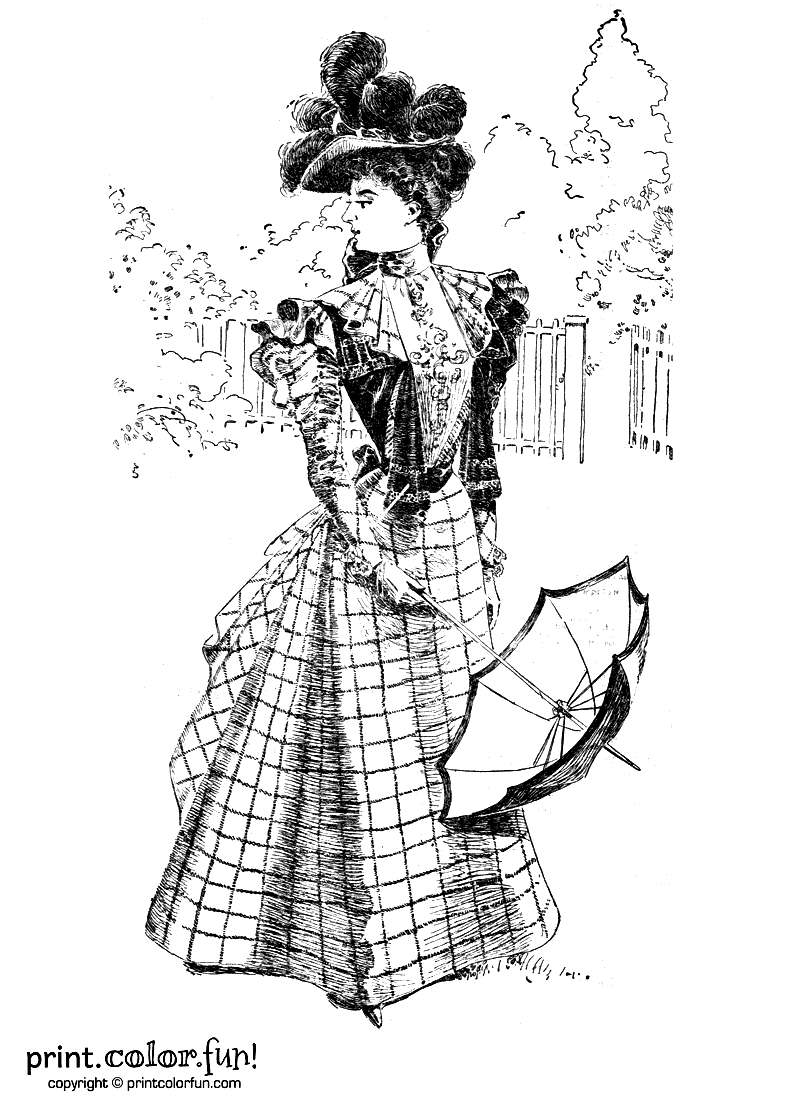 Woman in a vintage Victorian dress Print Color Fun!